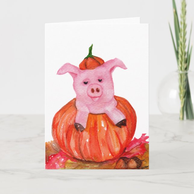 Carte Cochon en Citrouille (Devant)
