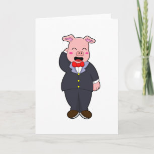 Carte Cochon en forme de chambre avec costume et Cravate