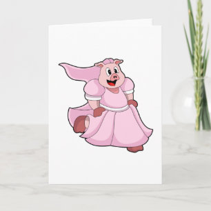 Carte Cochon en mariée avec robe Mariage