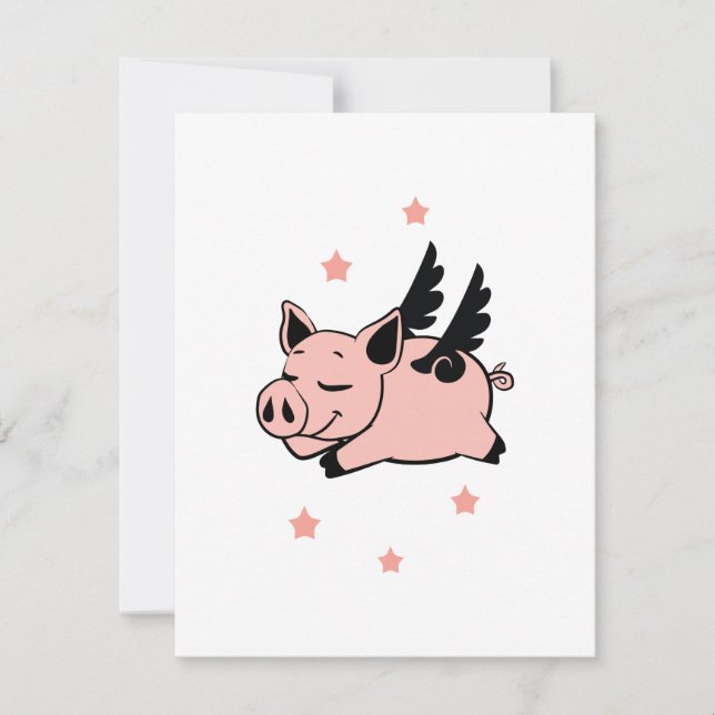 Carte Cochon volant avec ailes angéliques Cochons volant (Devant)