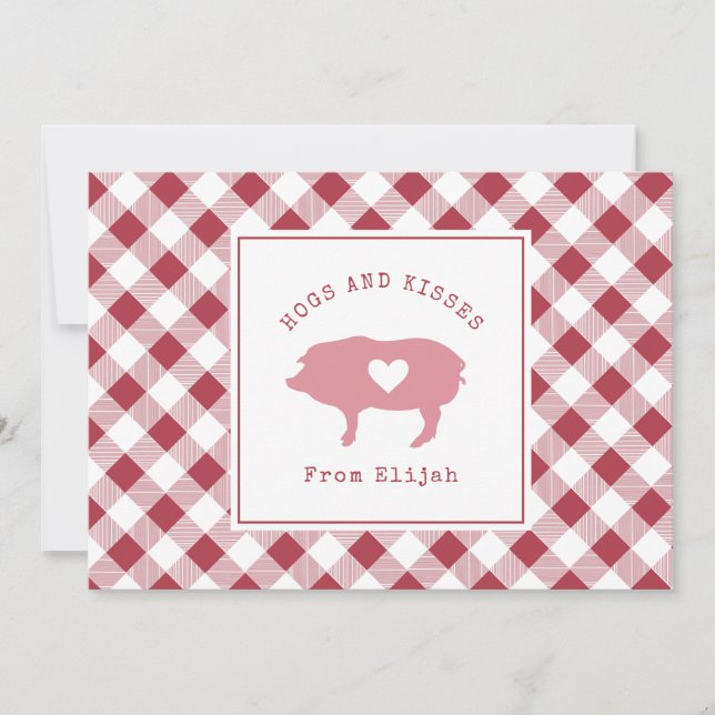 Carte Cochons et baisers Cochon rose Saint-Valentin (Devant)