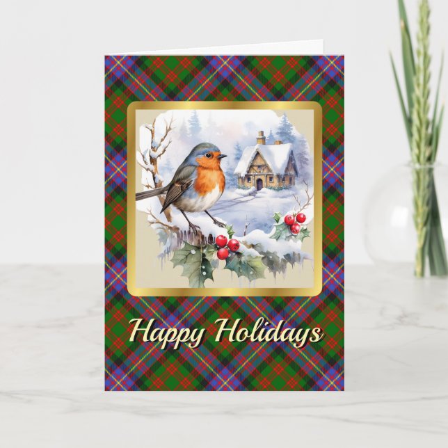 Carte Cochrane Tartan w/Robin Personalized Xmas (Devant)