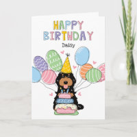 Cockapo noir Tan Cavapoo Chien heureux anniversair