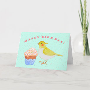 Carte Cockatiel avec cupcake Cute bougie anniversaire