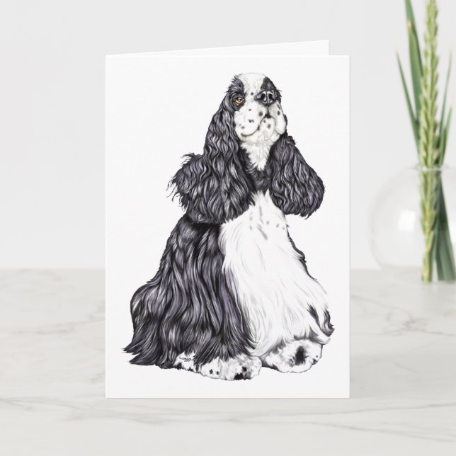 Carte Cocker Spaniel BW Parti (Devant)