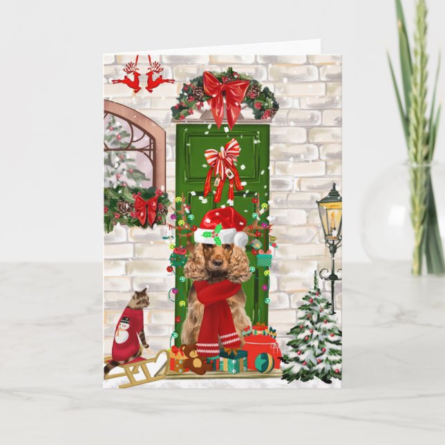 Carte Cocker Spaniel Chien Noël (Devant)