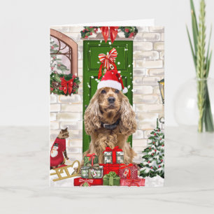 Carte Cocker Spaniel Chien Noël