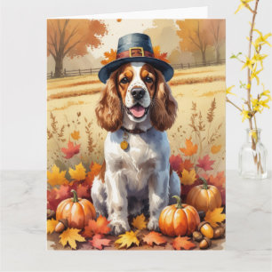 Carte Cocker Spaniel Dans Les Feuilles D'automne Art De