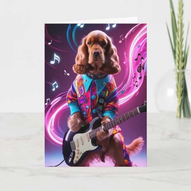 Carte Cocker Spaniel Rock Star Drôle (Devant)