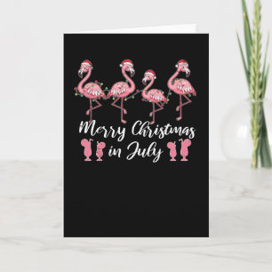 Carte Cocktail d'été Joyeux Noël en juillet Flamingo