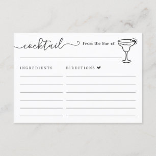 Carte Cocktail Recette pour le Bar