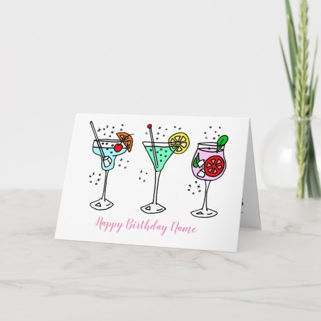 Carte Cocktails Joyeux Anniversaire (Devant)