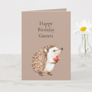 Carte Cocoa Brun Crème Cœurs Rouges Anniversaire Hérisso