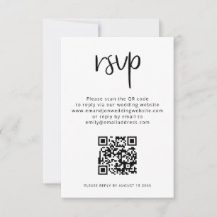 Carte Code QR imprimable Noir Blanc Mariage RSVP