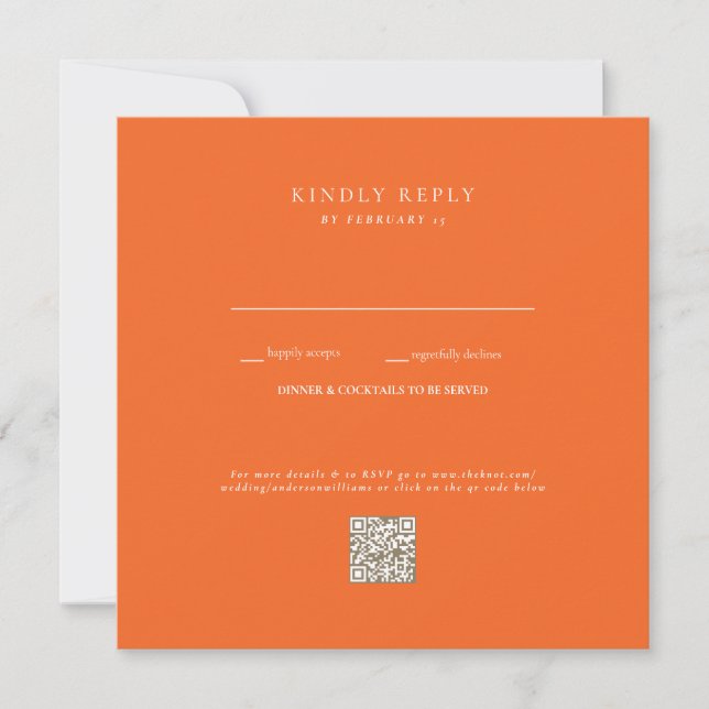 Carte Code QR Mariage orange RSVP (Devant)