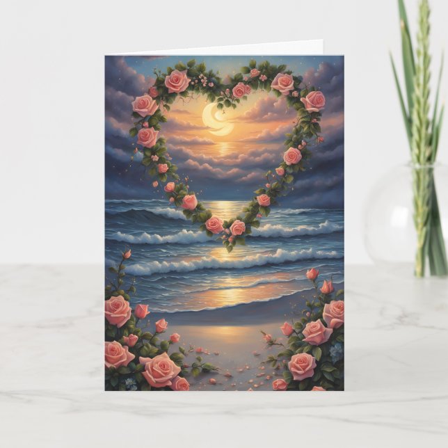 Carte Coeur à la plage Valentine (Devant)