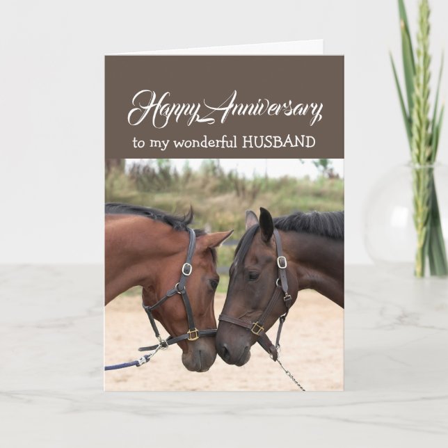 Carte Coeur amusant au coeur Mari Anniversaire CHEVAUX (Devant)