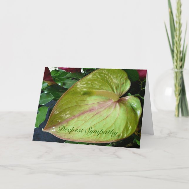 Carte Coeur Anthurium Vert Plus profonde Sympathie (Devant)