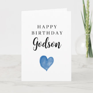 Carte Cœur Aquarelle Bleu Joyeux Anniversaire Filleul