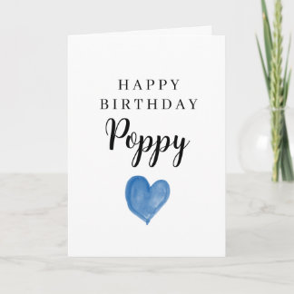 Carte Cœur aquarelle bleu Joyeux Anniversaire Poppy