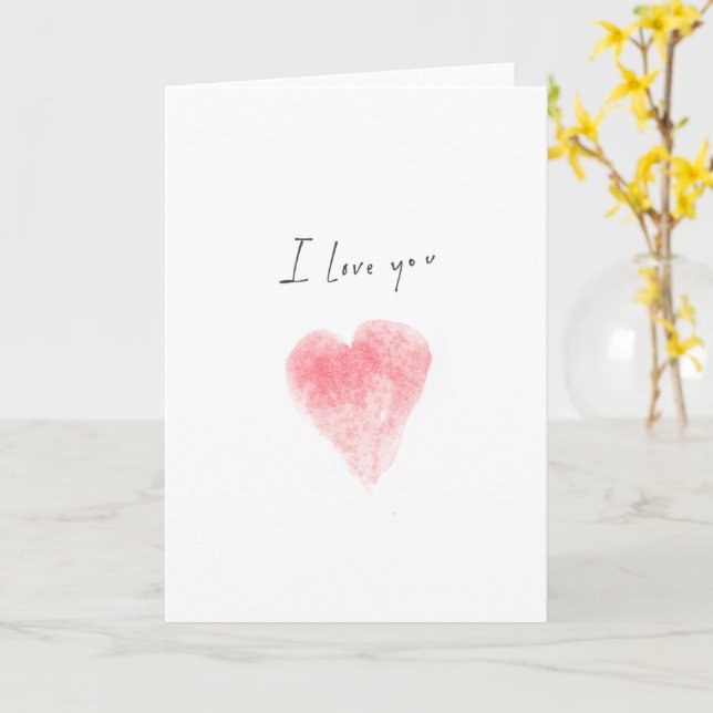 Carte Coeur Aquarelle I Love You (Fleur jaune)