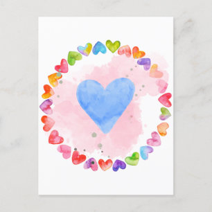 Carte Coeur arc-en-ciel aquarelle