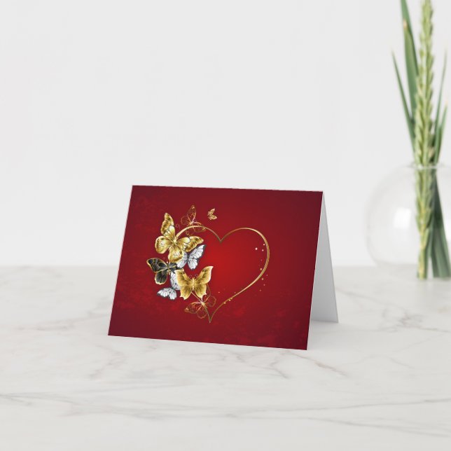 Carte Coeur aux papillons d'or (Devant)