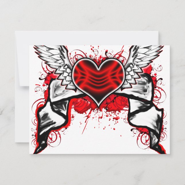 Carte Coeur avec ailes (Devant)