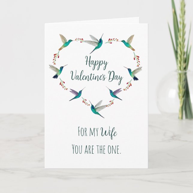 Carte Coeur Colibri Saint Valentin pour femme (Devant)
