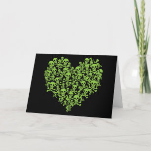Carte Coeur crâne vert