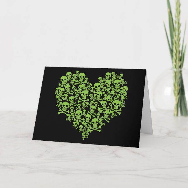 Carte Coeur crâne vert (Devant)