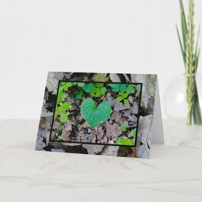 Carte Coeur d'amour feuille (vide à l'intérieur) (Devant)