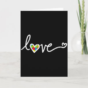 Carte Cœur d'amour Puzzle Mignon Autisme Sensibilisation