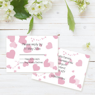Carte Coeur d'amour rose RSVP insérer