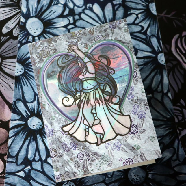 Carte Coeur d'amour turquoise et violet danseuse du vent (Créateur téléchargé)