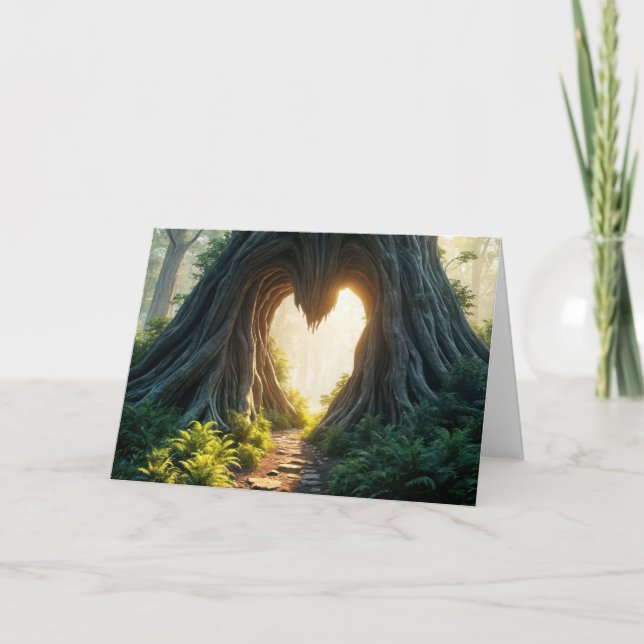 Carte Coeur dans le tronc d'arbre penser à vous (Devant)