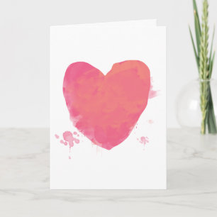 Carte Coeur d'aquarelle rose