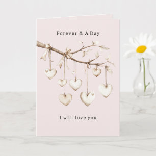 Carte Cœur d'arbre rose romantique Amour éternel
