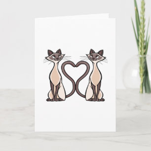 Carte Coeur de chats siamois