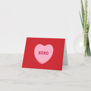 Carte Coeur de conversation rose rouge XOXO Saint Valent