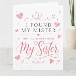 Carte cœur de fleur Mariage Sœur Honneur