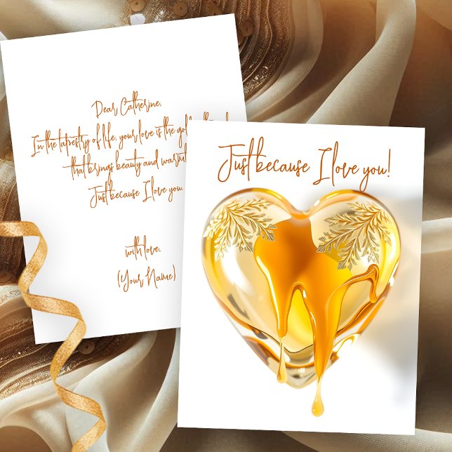 Carte Coeur de goutte d'or Juste parce que je t'aime (Créateur téléchargé)