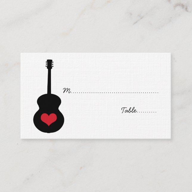 Carte Coeur de Guitare Rouge/Noir (Devant)