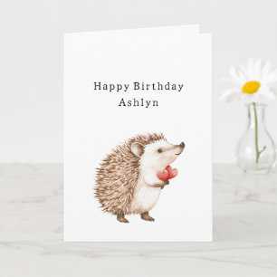 Carte Cœur de hérisson mignon d'anniversaire