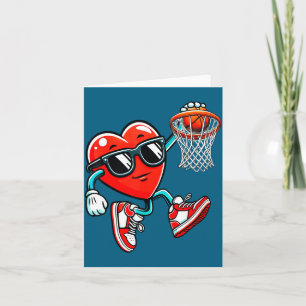 Carte Cœur de la Saint-Valentin Basketball Drôle Rouge