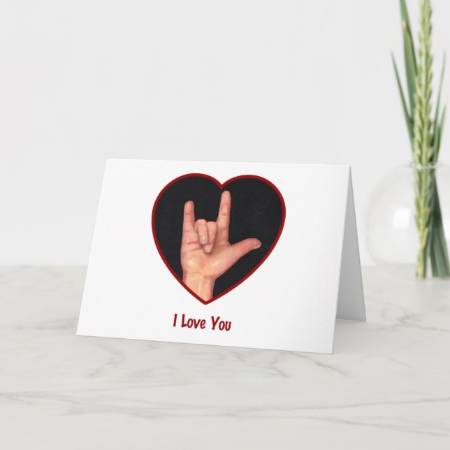 CARTE COEUR DE LANGUE DES SIGNES JE T'AIME, MAIN (Devant)