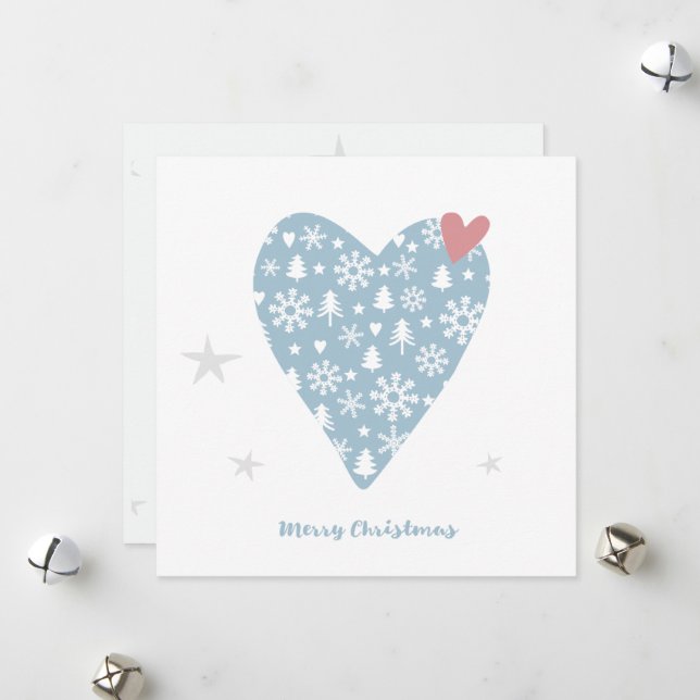 Carte Coeur de Noël d'hiver Delicat | Invitation (Devant/Arrière en situation)