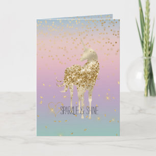Carte Coeur de Parties scintillant Unicorn Ombre Gold Co