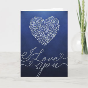 Carte Cœur de Rose Argenté Élégant Je T'Aime