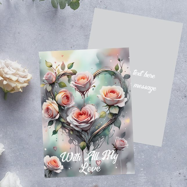 Carte Cœur de Roses Roses avec tout mon amour (Créateur téléchargé)